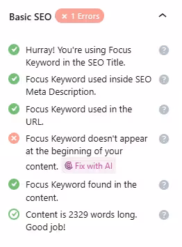 RankMath Content Analysis
